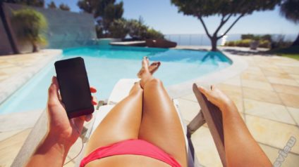 Closeup shot of the women legs in bikini